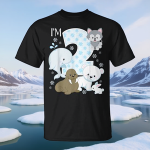 T-shirt Anniversaire 2 Ans Animaux Polaires avec Ours Polaire, Mors, Renard et Thème Marin – Produit Promotionnel - Product Image 3
