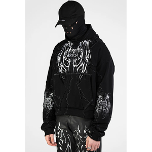 Personnalisé Hommes 100% Fibre de Bambou French Terry Hiver Brodé Poids Lourd Surdimensionné Goutte Épaule Streetwear Pull À Capuche - Product Image 2