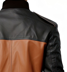 Chaqueta para hombre 2026 de piel de oveja genuina personalizada, color marrón y negro, tejido de punto acanalado, suave, casual, deportiva, elegante, cortavientos e impermeable. - Product Image 3