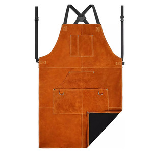 Tablier de soudage en cuir avec doublure souple multi-poches résistant à la chaleur et aux flammes vêtements de travail de construction résistants à l'abrasion - Product Image 2