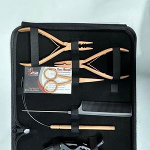 Kit de pinces d'extension de cheveux en acier inoxydable de haute qualité aiguille à coudre pinces à cheveux ciseaux de coupe-pour outils d'extension de cheveux - Product Image 5
