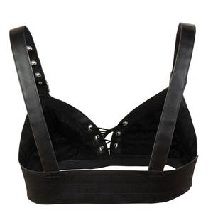 Bralette érotique en cuir de vache noire aspect humide personnalisée OEM pour femmes, sans bretelles, soutien-gorge en dentelle pour femmes - Product Image 4