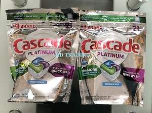 Détergent pour lave-vaisselle Cascade Platinum Parfum frais Nettoyage en profondeur OXI 30 Ct - Product Image 6