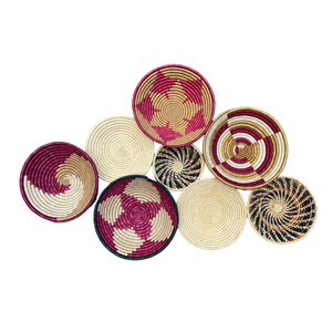 Mignon rose africain tissé à la main tenture murale panier décor/stockage Accent bol cadeau panier pour la maison | Cadeaux de Noël confortables - Product Image 1