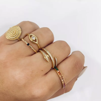 Bijoux en argent Sterling Offre Spéciale plaqué or 18k, bague serpent de luxe, bague en Zircon, personnalité, double cerceau réglable pour femmes, 925
