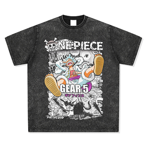 T-shirt personnalisé en coton lourd vintage beige délavé, imprimé DTG, style streetwear, motif anime, pour homme - Product Image 6