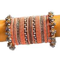 Nouveaux ensembles de bracelets élégants pour femmes en alliage de cuivre, style mariage, avec pendentifs Jhumka faits à la main, longueur 20 cm