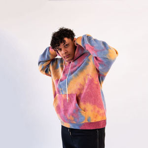 เสื้อฮู้ดแฟชั่นฮิปฮอปสไตล์ลำลองสำหรับผู้ชาย ฤดูหนาวปี 2023 ทรงหลวม สตรีทแวร์ ลายมัดย้อม ผ้าโพลีเอสเตอร์/คอตตอน - Product Image 5