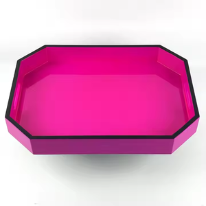 ถาดใส่แลคเกอร์ MDF ทรงแปดเหลี่ยมสีสันสดใสถาดเสิร์ฟแบบแฮนด์เมดผิวมันเครื่องใช้บนโต๊ะอาหารที่ยั่งยืนสำหรับตกแต่งบ้าน - Product Image 2