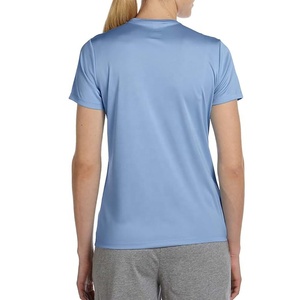 100% coton peigné femmes blanc T-Shirt bleu ciel broderie conception sur mesure impression Style formel 170gsm - Product Image 3