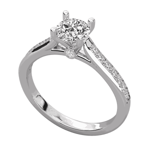 Anillo de Compromiso con Diamante Redondo Engastado en Puntas para Ella - Product Image 4