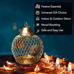 Portavelas estilo linterna de alambre de Metal de nuevo estilo con acabado de revestimiento de polvo dorado diseño de jaula de forma redonda para decoración del hogar - Product Image 5