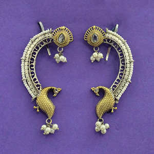 Pendientes de calidad de exportación de moda oxidados chapados en 2 tonos - Product Image 5