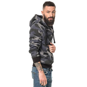 Vente en gros Sweats à capuche zippés imprimés camouflage Manteau d'hiver coupe ajustée à manches longues Sweats à capuche à motif solide Sweats à capuche pour hommes - Product Image 3