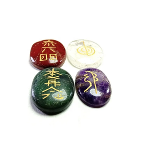 Juego de piedras preciosas de cristal Usui Reiki de alta calidad, piedra Natural ovalada, símbolo de Feng Shui Reiki, venta al por mayor, artesanía curativa de piedra Natural - Product Image 5