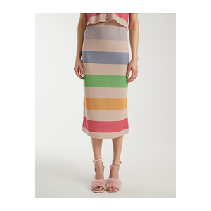 Falda lápiz con estampado de tiras rectas en tono plateado BGN para mujer S23S441 - Product Image 4