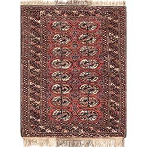 Alfombra de Lana Kiaan de Gran Tamaño, Color Rojo Naranja, Anudada a Mano, con Medallón Rectangular, para Pasillo, Entrada, Modelo Paem-1221, 9x12 - Product Image 1