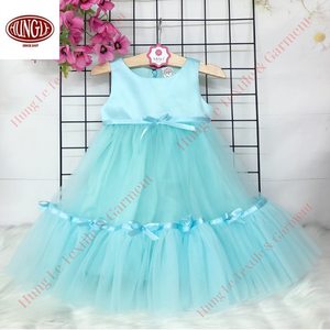 Vente en gros de petits nœuds décoratifs en maille avec robe sans manches à col rond pour filles robe de soirée superposée longueur genou ODM Supply - Product Image 2