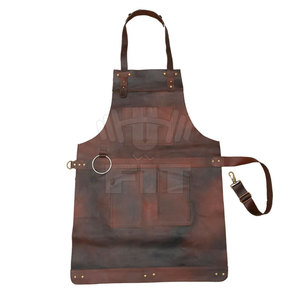 High Quality Cowhide Leather Fireproof Bib Sleeveless <b>Work</b> Safety <b>Apron</b> with Pockets for Welders - Product Image 5