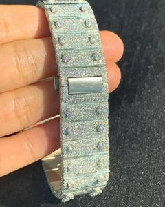 Montre pour homme de haute qualité avec cadran carré en verre, diamant Moissanite, bracelet en acier inoxydable, mouvement à quartz, style hip-hop glacé - Product Image 6