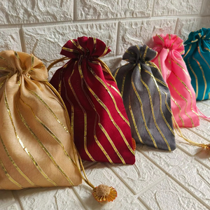 Lahriya Style <b>Potli</b> <b>Bag</b>, Return Favor,Thanksgiving, Indian Wedding Gift, Haldi Mehendi Sangeet Gift, Party Favors, Gift for Her - Product Image 1