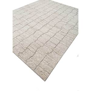 Alfombra Grande de Lana Tejida a Mano con Patrón Geométrico Color Marfil, Modelo Manifest AIWL-3047, para Decoración de Salas de Estar Juveniles - Product Image 2