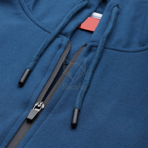 Men Blue Hooded Zipper Sweatshirt With Side Stripe Regular Fit Full Sleeve Breathable <b>Polyester</b> <b>Tracksuit</b> Set - Product Image 6