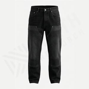 Jeans Baggy Homme de Haute Qualité, Coupe Droite Ample Taille Moyenne, Design Uni, Bouton, Vente Chaude, Pantalon en Denim Lavé, Couleur Personnalisable pour l'Été - Product Image 1