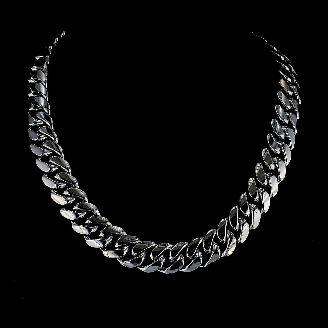Silver Chain 200g Cuban Link Iced Out Hip Hop Style