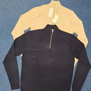 Veste chemise à col montant zippé mi-longue pour homme, en molleton 100% coton biologique, antibactérien, logo frontal, qualité supérieure - Product Image 1