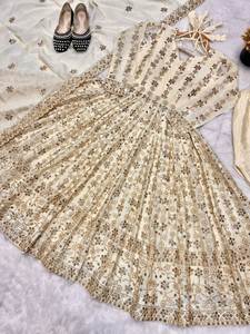 Diwali Festivo Especial Enorme Flair Trabajo Color Brillante M A XXL Tamaño Pure Chinon Seda Con Secuencia Maharashtrian Tradicional Kurti - Product Image 5