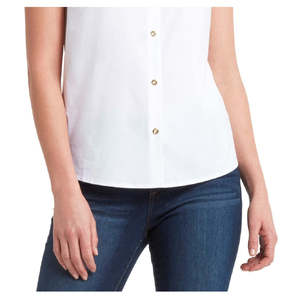 Camicetta Senza Maniche da Donna Halston, Colletto in Pizzo, Ricamo Floreale, Materiale in Popeline di Seta e Organza Lavorata a Maglia, Vestibilità Ampia, Taglia XL, Bianco - Product Image 3