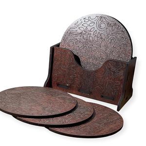 Sous-verres en bois de qualité supérieure, qualité d'exportation, style bohème fait main, écologiques, design personnalisé pour la décoration de la maison et des restaurants - Product Image 1