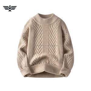 Latest Premium 100% Cotton <b>Men's</b> <b>Cable</b> <b>Knit</b> Crew Neck Pullover Winter <b>Sweater</b> Anti-Wrinkle Anti-Shrink Anti-Pilling Thick 300g - Product Image 2