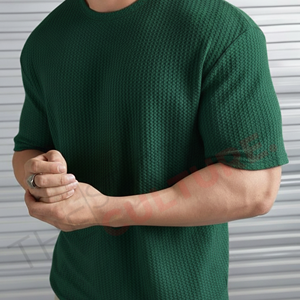 Camiseta de Punto Waffle Extra Grande de Alta Calidad, Logotipo Personalizado, Ropa Urbana - Product Image 3