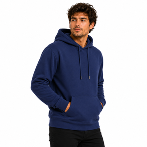 Sweat-shirt classique à capuche pour homme en polaire premium respirant, coupe oversize, manches longues, avec poche kangourou, couleur unie - Product Image 3