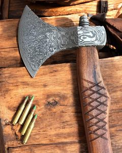 Damas Acier Pizza Cutter Hache De Qualité Industrielle Manche En Bois Personnalisable Chasse Camping Tactique Cuisine Accessoires - Product Image 3