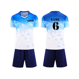 Offre Spéciale 100% ensemble d'uniformes de football en polyester dernière conception vêtements de football respirants col en V costume de football rétro contrastant - Product Image 5