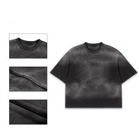 T-shirt en molleton 100% coton, col rond, surdimensionné, pour homme, impression en relief, design vierge, impression de logo personnalisée, respirant, grande taille