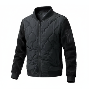 Veste bomber décontractée pour homme, coupe ample, tendance, en polyester et coton, fermeture éclair, col montant, pour l'automne et l'hiver - Product Image 1