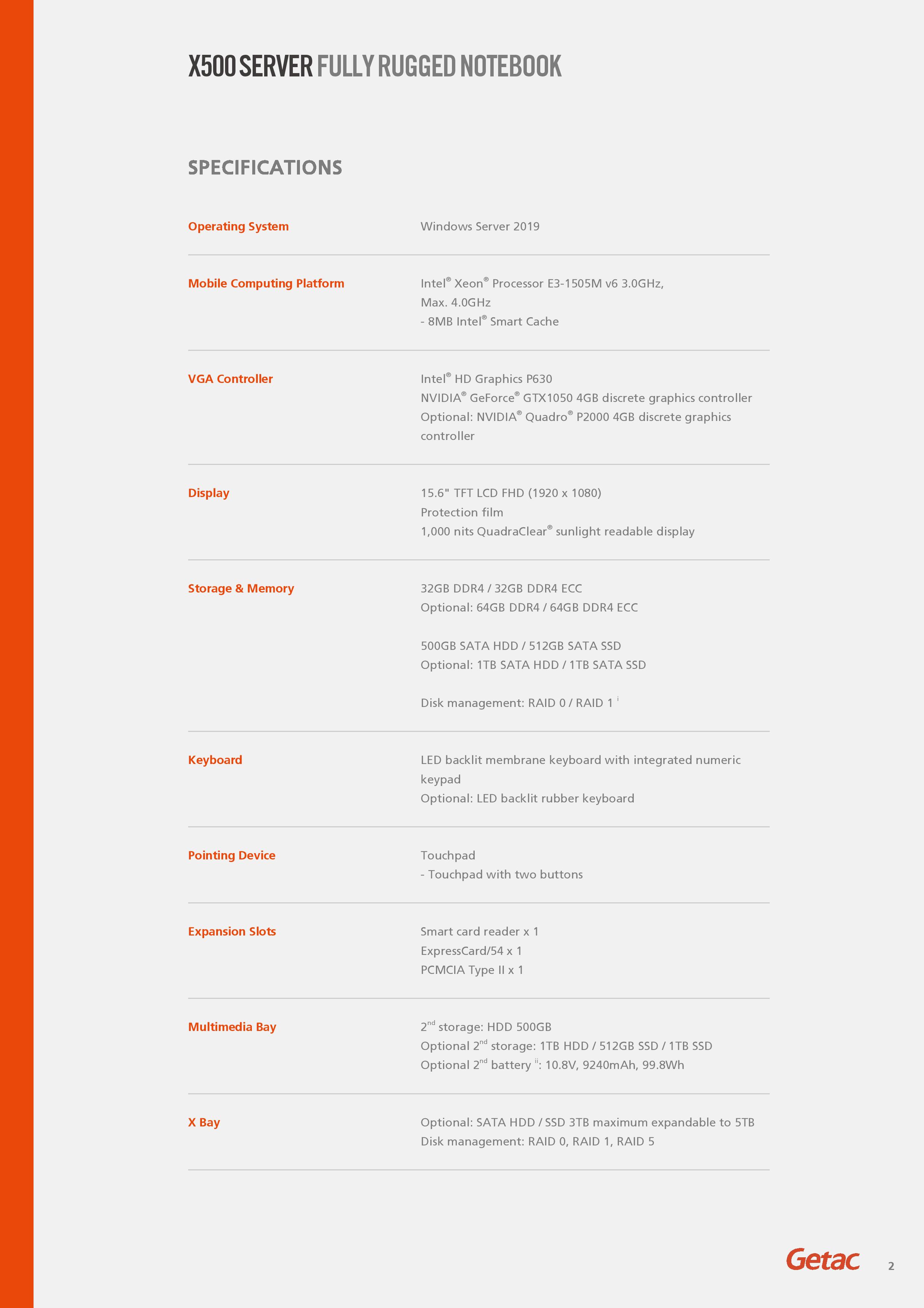 Getac X500 Server - World<i></i>'s first fully rugged notebook of the server class, Ultra-bright 15.6<i></i>'<i></i>' full HD outdoor display