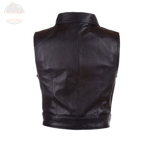 Haute qualité vêtements de sport personnalisés élégant coupe-vent en cuir de vachette véritable sans manches moto vestes à la mode à la main - Product Image 2