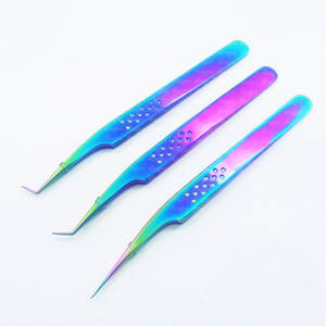 Pince à cils en acier inoxydable allemand à 90 degrés, extensions de cils en argent, pince à sourcils, beauté, maquillage, fibre pointue - Product Image 2