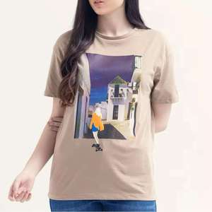 Women's O-neck T-shirts Top Comfortable Casual Short Sleeved Shirt Customized Printed Plain Color Women's T-shirts - Product Image 1