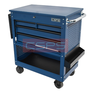 Chariot utilitaire CSPS 84 cm, 04 tiroirs, acier thermolaqué, capacité 320 kg, serrure à clé OEM, chariot roulant pour entrepôt, mécanicien, garage, industrie - Product Image 3