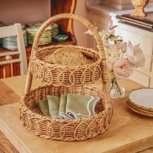 Bandeja de servicio de ratán tejida a mano de Vietnam, soporte de dos atados, organizador decorativo de mimbre Natural, venta al por mayor de Vietnam - Product Image 2