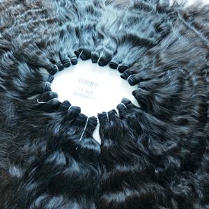 Couleur noire vietnamienne faisceau naturel brut vague profonde cuticule aligné Extensions de cheveux humains Double trame traitée à la Machine - Product Image 6