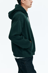 Haut Streetwear poids lourd 250 Gsm recadrée coupe régulière polaire coton à capuche hiver poche personnalisé broderie Logo grande quantité minimale de commande - Product Image 2