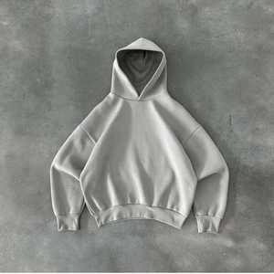Sweat à capuche surdimensionné en éponge française Vintage personnalisé 100% coton lourd délavé à l'acide délavé gris vieilli avec motif imprimé - Product Image 3