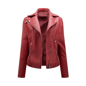 Veste en cuir d'agneau, robe en cuir ajustée, veste de moto pour femme, coupe ajustée, fermeture éclair oblique, veste noire rock punk, qualité PU - Product Image 6